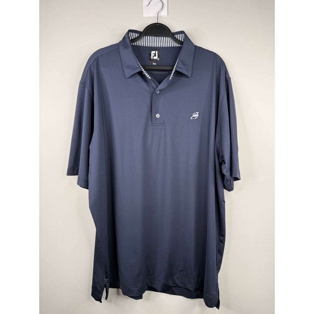 FootJoy Mens XXL Performance Golf Polo Shirt Navy Blue Short Sleeve Stretch FJ